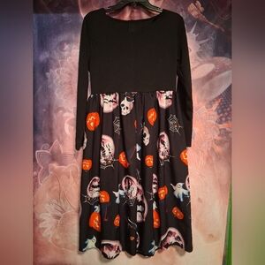 Spooky Black and Orange Long Sleeve Dress